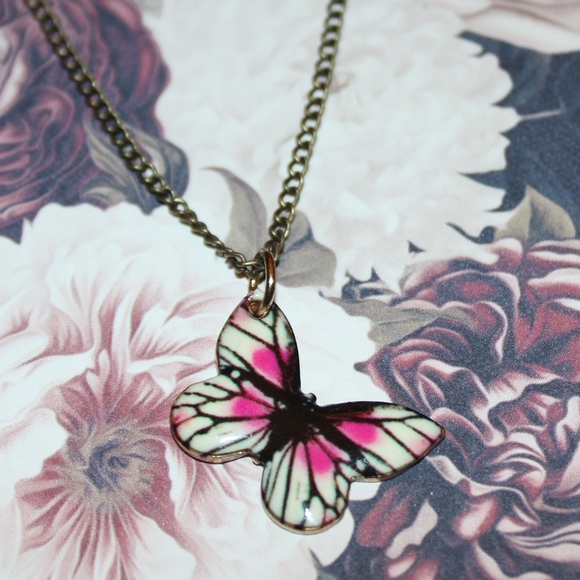 Handcrafted Jewelry - New Pink Monarch Butterfly Necklace